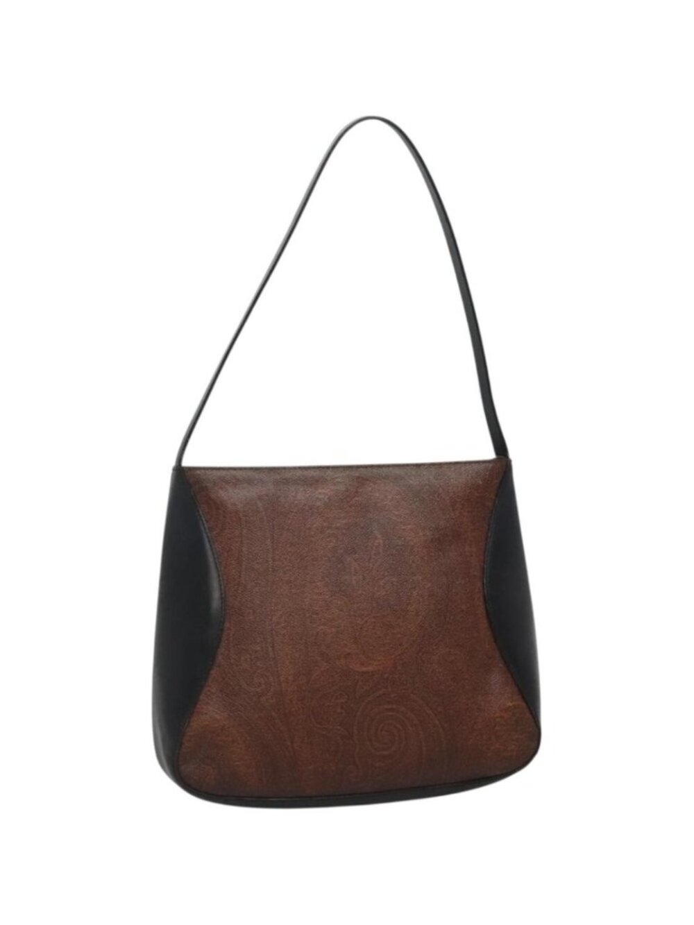 ETRO Paisley Shoulder Bag PVC Leather Brown Silver